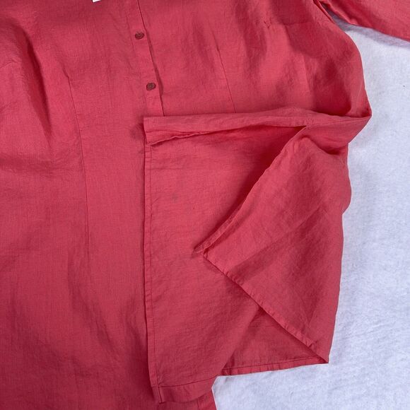 Eileen Fisher Linen Button Up Tunic Shirt Women's Sz 1X Coral Sequin MSRP $208 - Picture 14 of 16